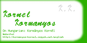 kornel kormanyos business card