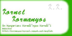 kornel kormanyos business card